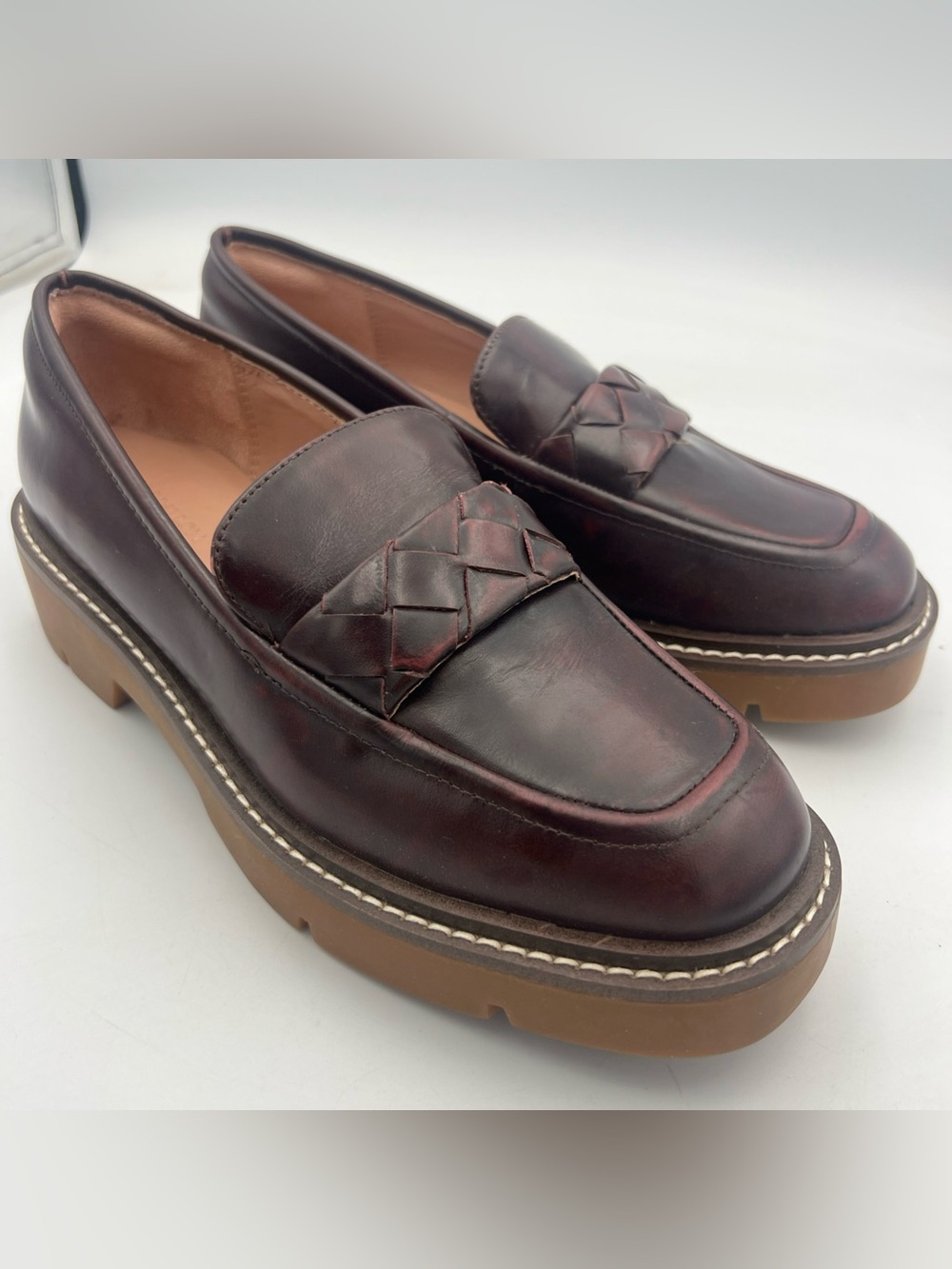 Nordstrom Notorie Loafers Women’s Size 8W Burgundy Leather Preppy Chunky Shoe
